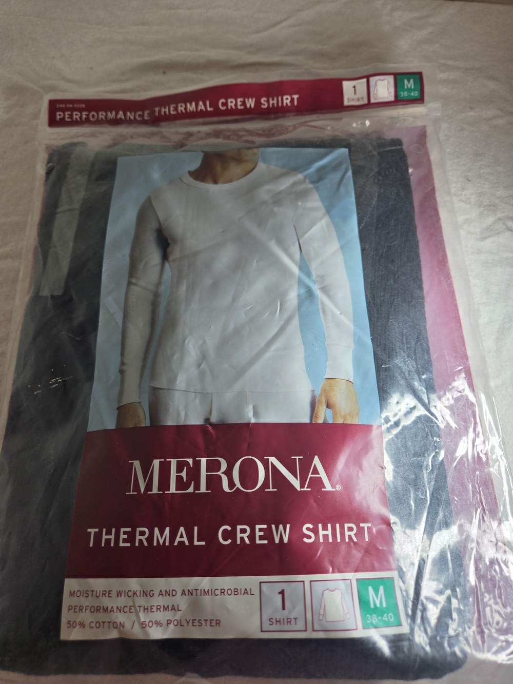 Merona Long Sleeve Thermal Crew Shirt - Black & Pink